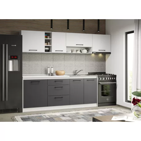 Lorand szürke-fehér konyhabútor - 17 - 260 cm