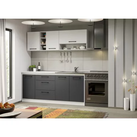 Lorand szürke-fehér konyhabútor - 07 - 183,2 cm