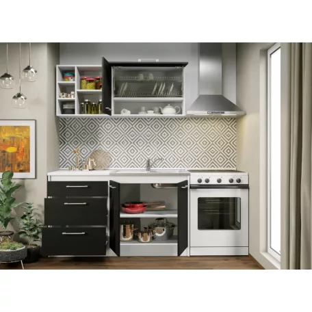 Lorand szürke-fehér konyhabútor - 08 - 200 cm