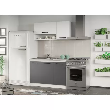 Lorand szürke-fehér konyhabútor - 02 - 123,2 cm