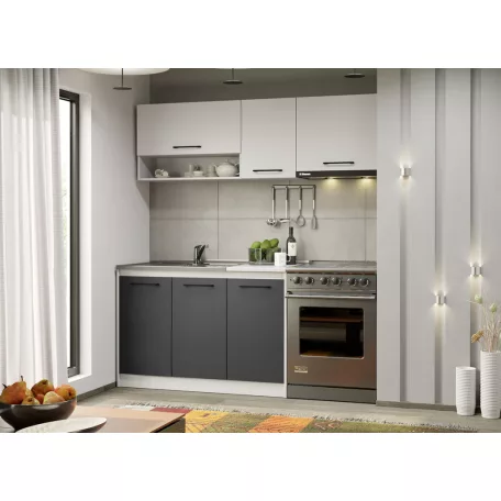 Lorand szürke-fehér konyhabútor - 06 - 180 cm