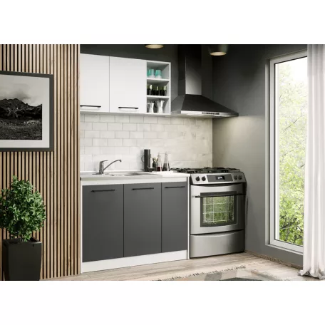 Lorand szürke-fehér konyhabútor - 01 - 113,2 cm