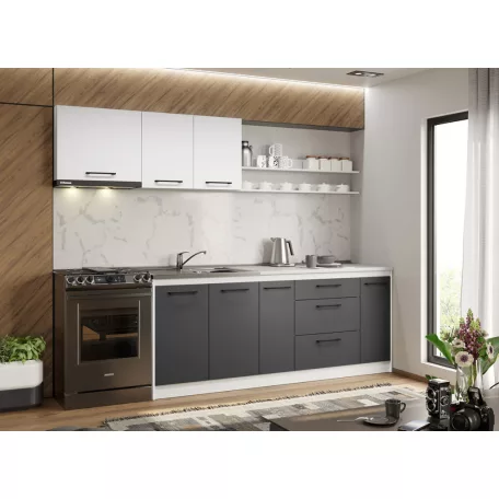 Lorand szürke-fehér konyhabútor - 18 - 260 cm