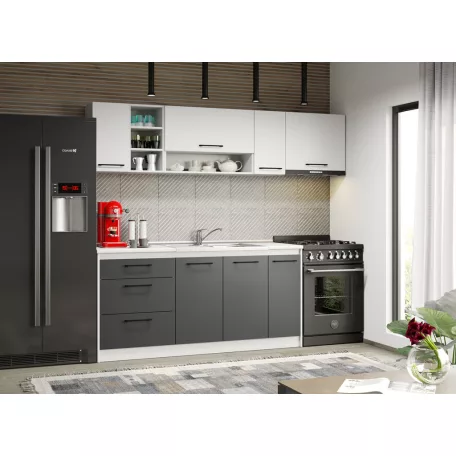 Lorand szürke-fehér konyhabútor - 13 - 230 cm