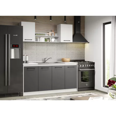 Lorand szürke-fehér konyhabútor - 05 - 163,2 cm