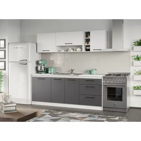 Lorand szürke-fehér konyhabútor - 09 - 203,2 cm