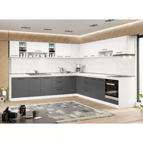 Lorand szürke-fehér konyhabútor - 33 - 301,6/301,6 cm