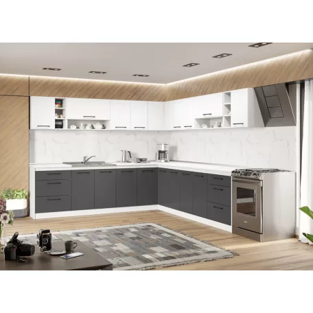 Lorand szürke-fehér konyhabútor - 34 - 281,6/281,6 cm