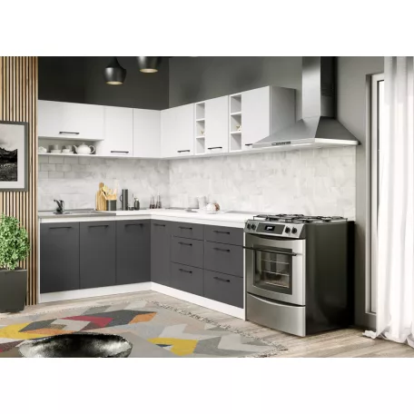 Lorand szürke-fehér konyhabútor - 24 - 181,6/221,6 cm