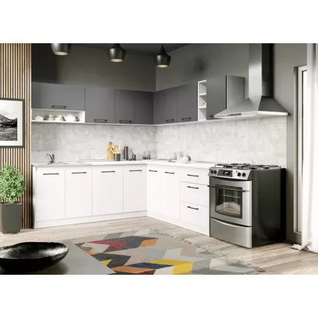 Arthur fehér és szürke konyhabútor - 37 - 231,6/211,6 cm