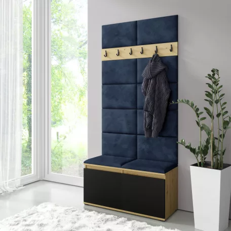 Blum 1 kárpitozott előszobafal, artisan/fekete - sötétkék 30 - egyedi