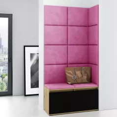   Blum 2 kárpitozott előszobafal, artisan/fekete - pink 10 - egyedi