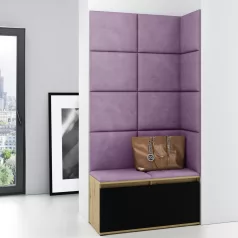   Blum 2 kárpitozott előszobafal, artisan/fekete - lila 11 - egyedi