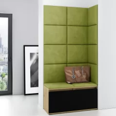   Blum 2 kárpitozott előszobafal, artisan/fekete - zöld 12 - egyedi