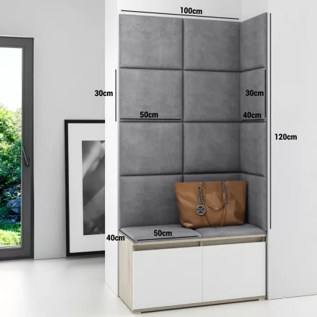 Blum 2 kárpitozott előszobafal, artisan/fekete - rózsaszín 19 - egyedi