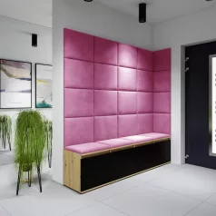   Blum 3 kárpitozott előszobafal, artisan/fekete - pink 10 - egyedi
