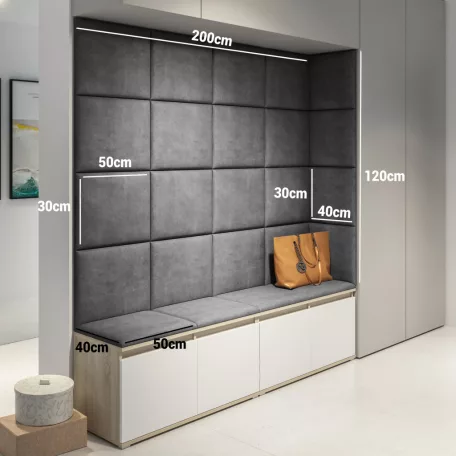 Blum 3 kárpitozott előszobafal, fehér - bézs 04