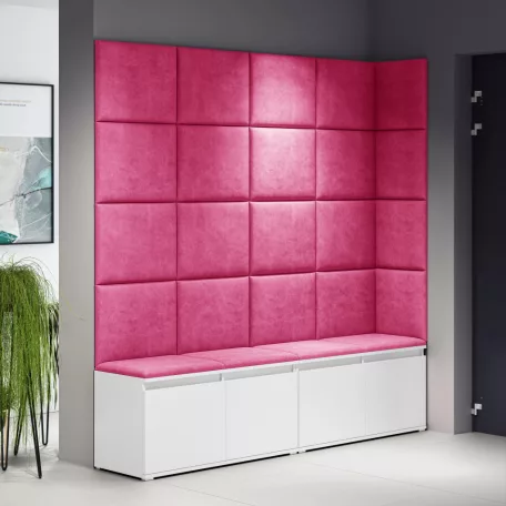 Blum 3 kárpitozott előszobafal, fehér - pink 10 - egyedi