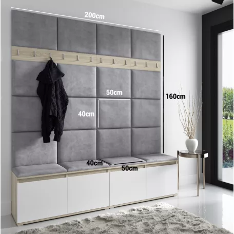 Blum 4 kárpitozott előszobafal, artisan/fekete - bézs 03