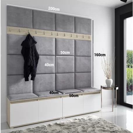 Blum 4 kárpitozott előszobafal, artisan/fekete - pink 10- egyedi