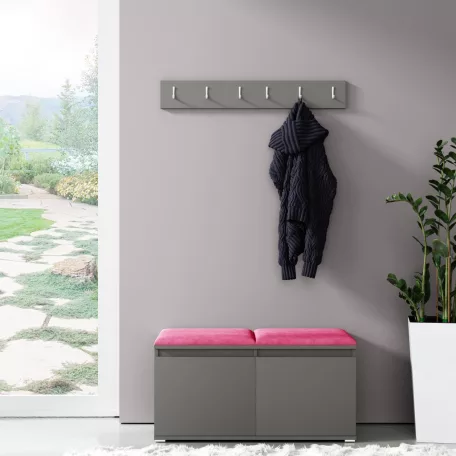 Blum 5 kárpitozott előszobafal, grafit - pink 10 - egyedi