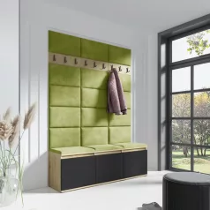   Blum 6 kárpitozott előszobafal, artisan/fekete - zöld 12 - egyedi