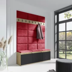   Blum 6 kárpitozott előszobafal, artisan/fekete - rubinvörös 24 - egyedi