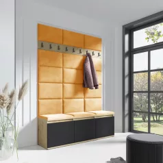   Blum 6 kárpitozott előszobafal, artisan/fekete - sárga 26 - egyedi