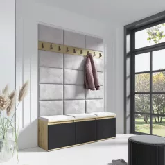   Blum 6 kárpitozott előszobafal, artisan/fekete - ezüst 32 - egyedi