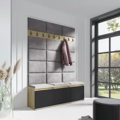   Blum 6 kárpitozott előszobafal, artisan/fekete - ezüst 33 - egyedi