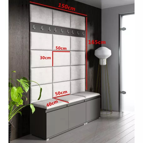 Blum 6 kárpitozott előszobafal, fehér - krém 01
