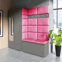   Blum 8 kárpitozott előszobafal tükörrel, grafit-pink 10 - egyedi