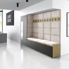 Blum 9 kárpitozott előszobafal tükörrel, artisan/fekete - bézs 02