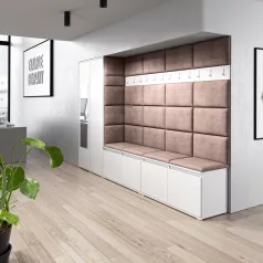   Blum 9 kárpitozott előszobafal tükörrel, fehér - barna 06