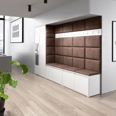   Blum 9 kárpitozott előszobafal tükörrel, fehér - barna 07