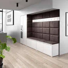   Blum 9 kárpitozott előszobafal tükörrel, fehér - barna 08