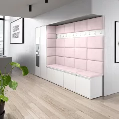  Blum 9 kárpitozott előszobafal tükörrel, fehér - rózsaszín 19 - egyedi