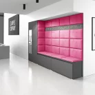 Blum 9 kárpitozott előszobafal tükörrel, grafit - pink 10 - egyedi