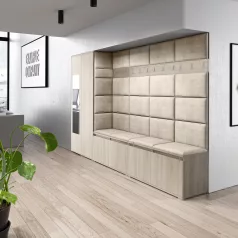   Blum 9 kárpitozott előszobafal tükörrel, sonoma - bézs 02