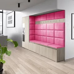   Blum 9 kárpitozott előszobafal tükörrel, sonoma - pink 10 - egyedi