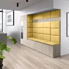 Blum 9 kárpitozott előszobafal tükörrel, sonoma - sárga 18 - egyedi