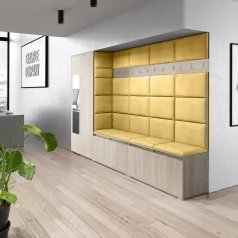   Blum 9 kárpitozott előszobafal tükörrel, sonoma - sárga 18 - egyedi