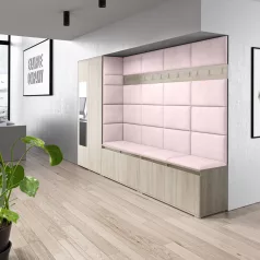   Blum 9 kárpitozott előszobafal tükörrel, sonoma - rózsaszín 19 - egyedi