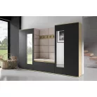 Blum 10 kárpitozott előszobafal tükörrel, artisan/fekete - bézs 03