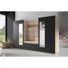 Blum 10 kárpitozott előszobafal tükörrel, artisan/fekete - bézs 04