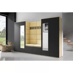   Blum 10 kárpitozott előszobafal tükörrel, artisan/fekete - sárga 18 - egyedi