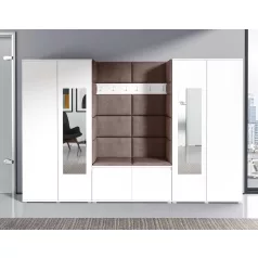   Blum 10 kárpitozott előszobafal tükörrel, fehér - barna 06