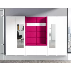   Blum 10 kárpitozott előszobafal tükörrel, fehér - pink 10 - egyedi