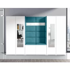   Blum 10 kárpitozott előszobafal tükörrel, fehér - azúr 13 - egyedi