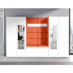   Blum 10 kárpitozott előszobafal tükörrel, fehér - narancssárga 17 - egyedi